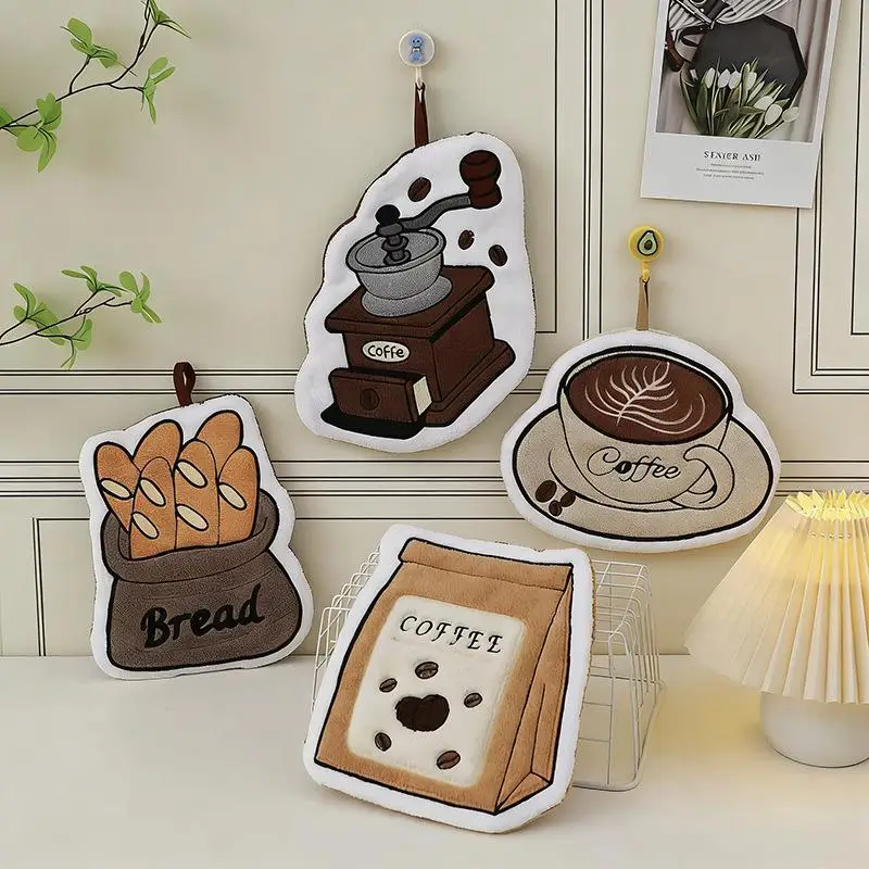1 Stück saugfähiges Handtuch, Kaffeetuch, Handtuch für die Küche und das Badezimmer, Handtuch mit Cartoon-Motiv, praktisches Handtuch zum Aufhängen. – Detail 2