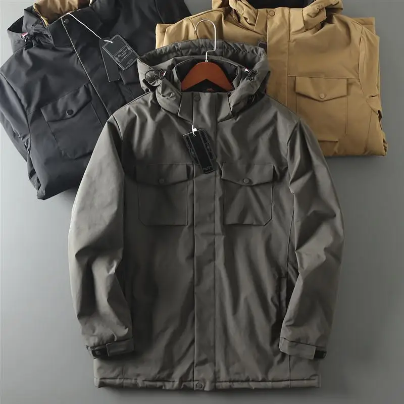 

Рабочая одежда для улицы Sle! Зимняя мужская ветрозащитная водонепроницаемая теплая повседневная куртка с капюшоном для горного туризма, хлопковое пальто