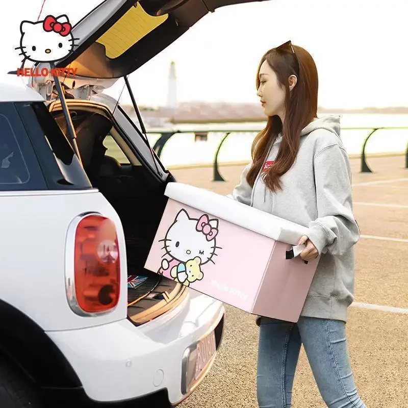 Kawaii Genuine Sanrio Car Trunk Storage Box Storage Box Hello Kitty Cartoon Car Storage Box Foldable Car Decoration Cute Anime