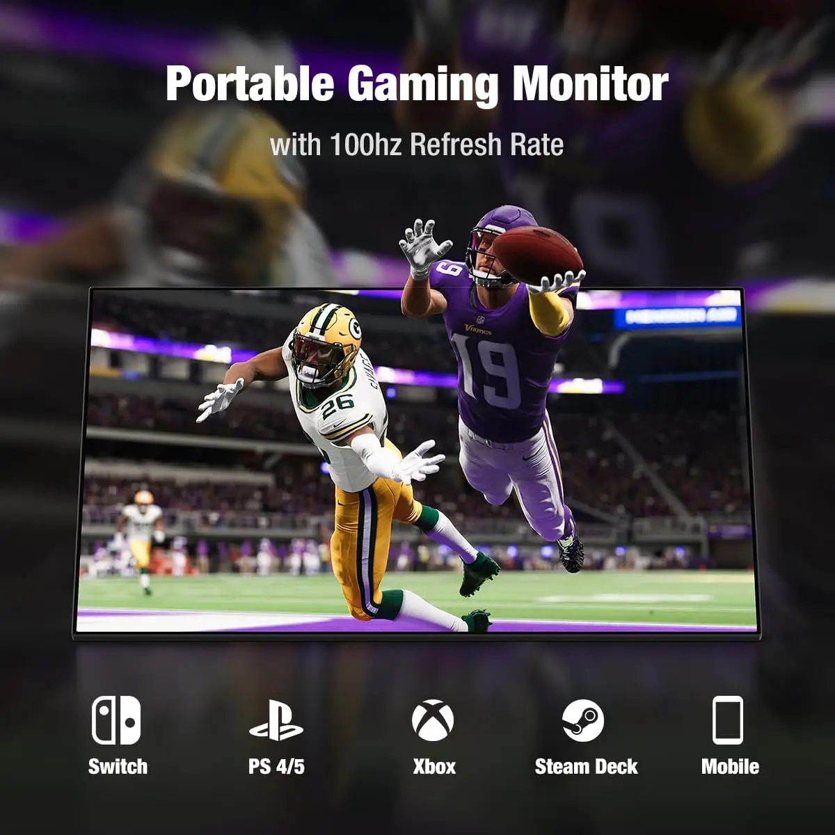 Monitor portatile da 18,5 pollici 100HZ per laptop XBox PS4/5 Switch TV Box Telefono cellulare Estensione PC Mobile VESA Compatibile con HDMI