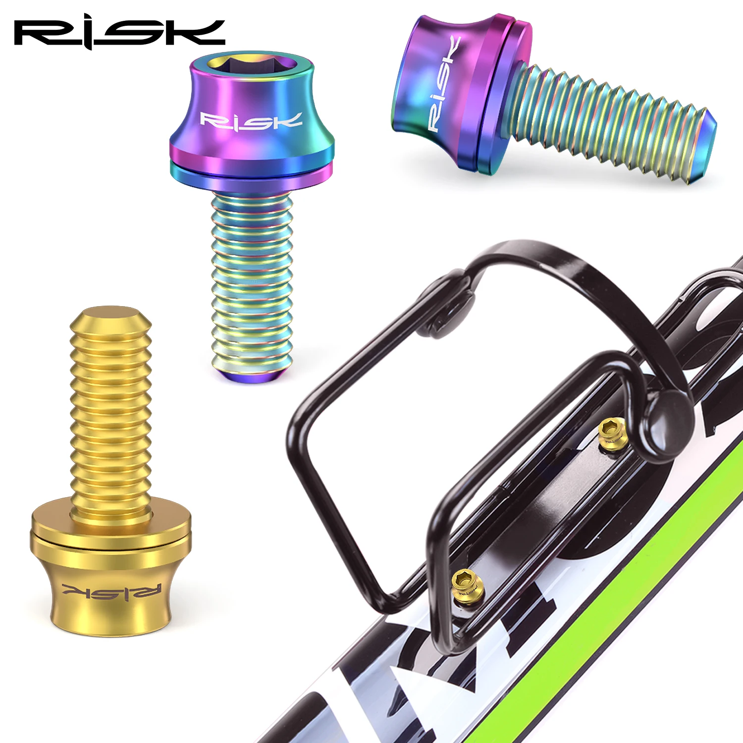 Risk M5x12mm Bike Water Bottle Cage Fixing Bolts Titanium Alloy MTB Road Bicycle Bottle Holder Screws Air Pump Fixed Bolts