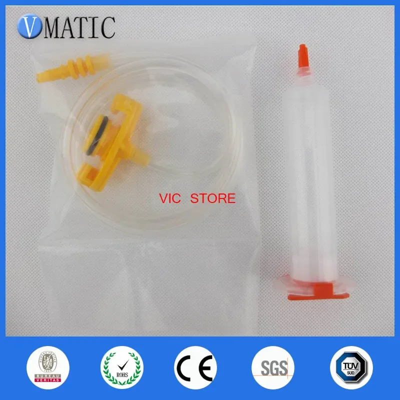 Free Shipping 10 Sets 30cc 30ml Glue Dispensing Syringe Barrel Adapter With Syringe Stopper & Piston