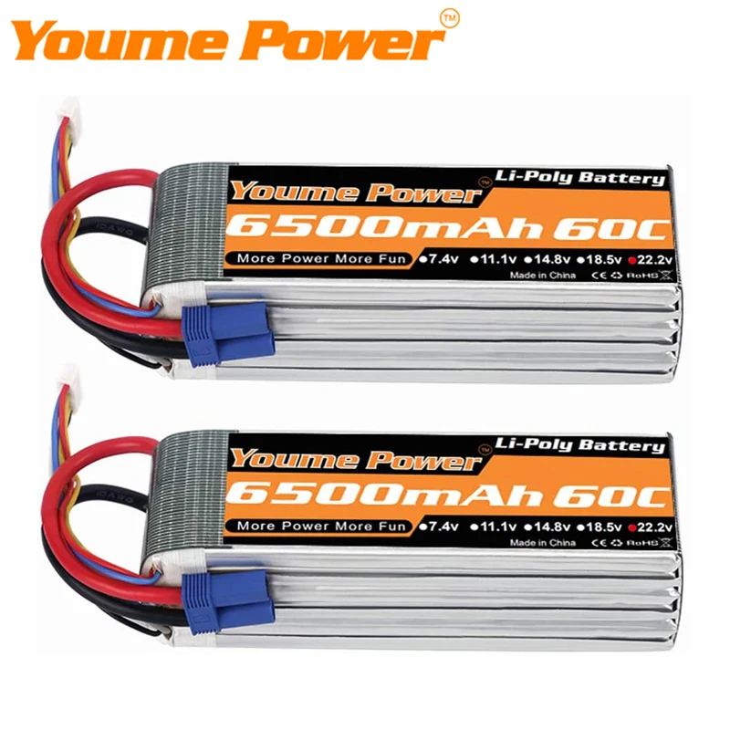 Youme 6S 22.2V 6500mah 5200mah RC Lipo batterie 22.2V XT60 XT90 EC5 RC avion hélicoptères voiture bateau camion pièces