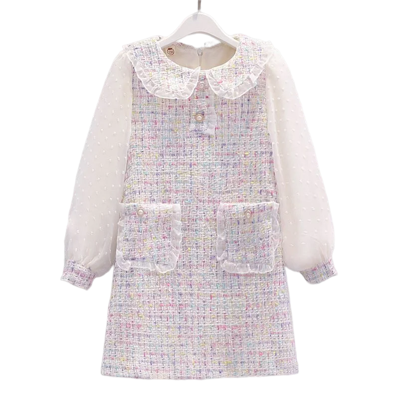 Baby Girls Dress Spring Preppy Style Dress for Girls Long Sleeve Kids Dresses Autumn Children Clothes for 6 8 10 12 14 Years