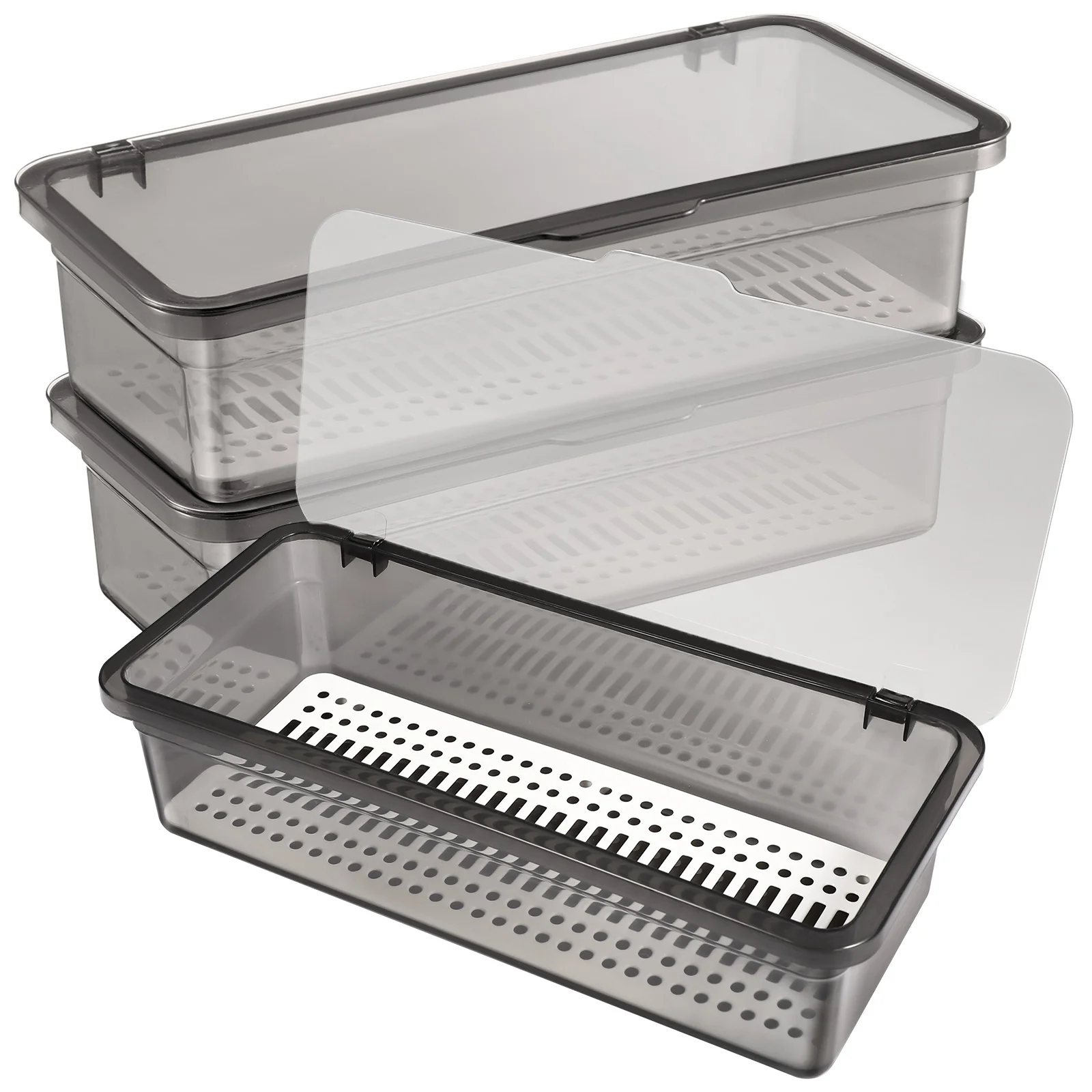 

3 Pcs Cutlery Storage Box Spoon Organizer Dish Rack Silverware with Lid Utensil Travel Clothes Drying