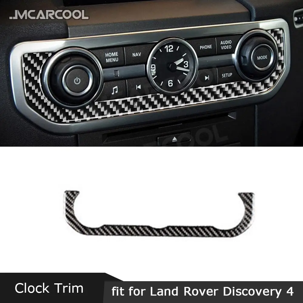 

Car Central Control Time Clock Panel Carbon Fiber Trim Cover Frame Strip Decal Sticker For Land Rover Discovery 4 LR4 2010-2016