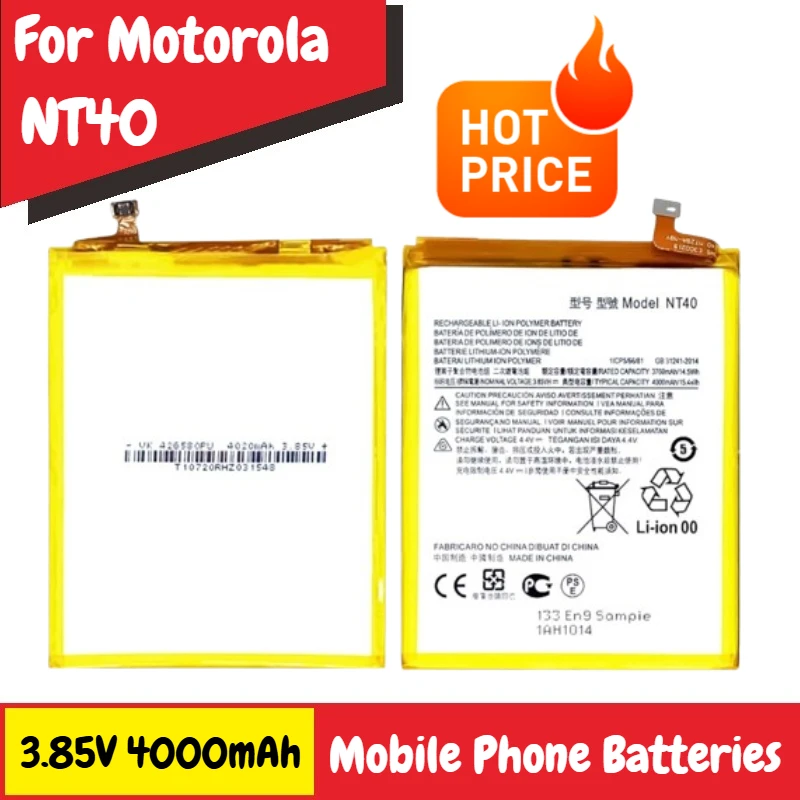 

NT40 Battery 3.85V 4000mAh Battery for Motorola G Pure 2021/E20/K14 XT2163-4 Phone Brand-New High Quality