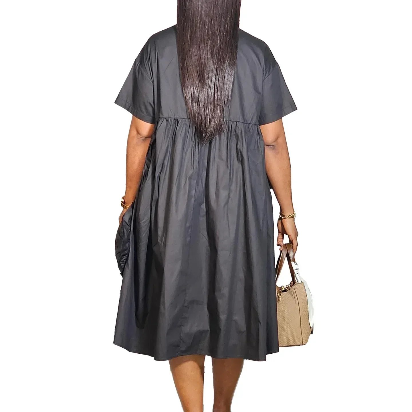 فساتين أفريقية مقاس كبير للنساء صيفية أنيقة بأكمام قصيرة ورقبة على شكل حرف V فستان Dashiki ملابس أفريقية فستان أنقرة