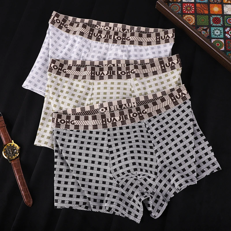 

Набор из 3 мужских трусов-боксеров, молодежный спортивный стиль, дышащий хлопок, модный клетчатый узор, простое мужское нижнее белье
