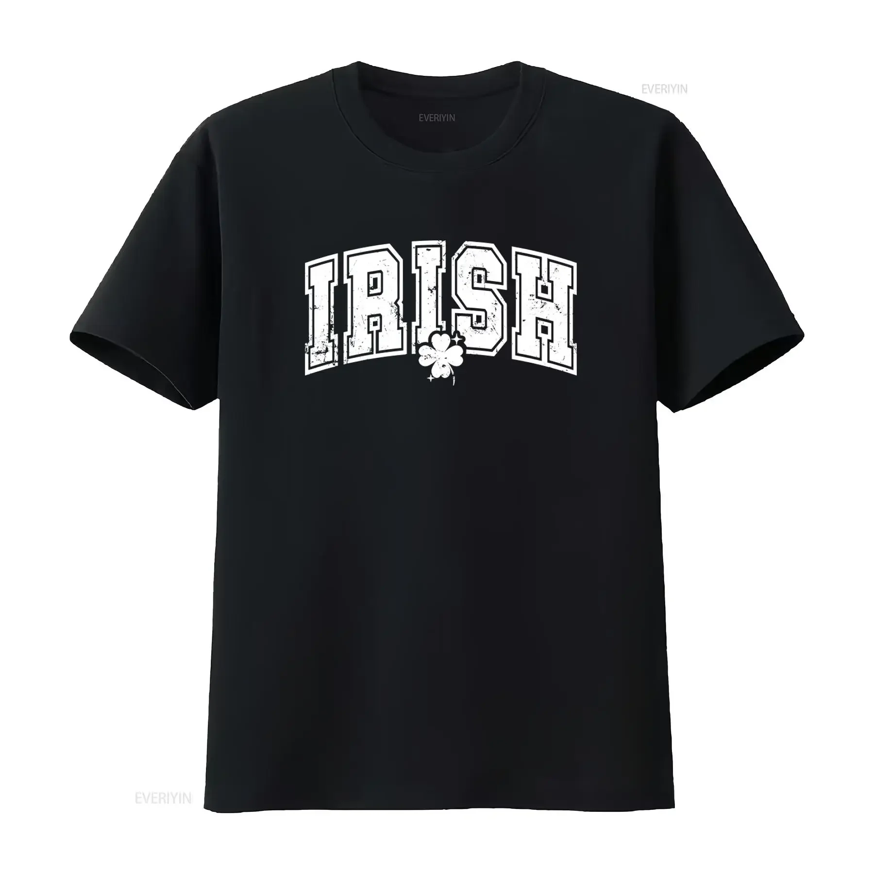 Retro Irish Day T Shirt with Clover Print for St Patricks Saint Celebration vintage Washed Comfortable Top For Everyday Wear