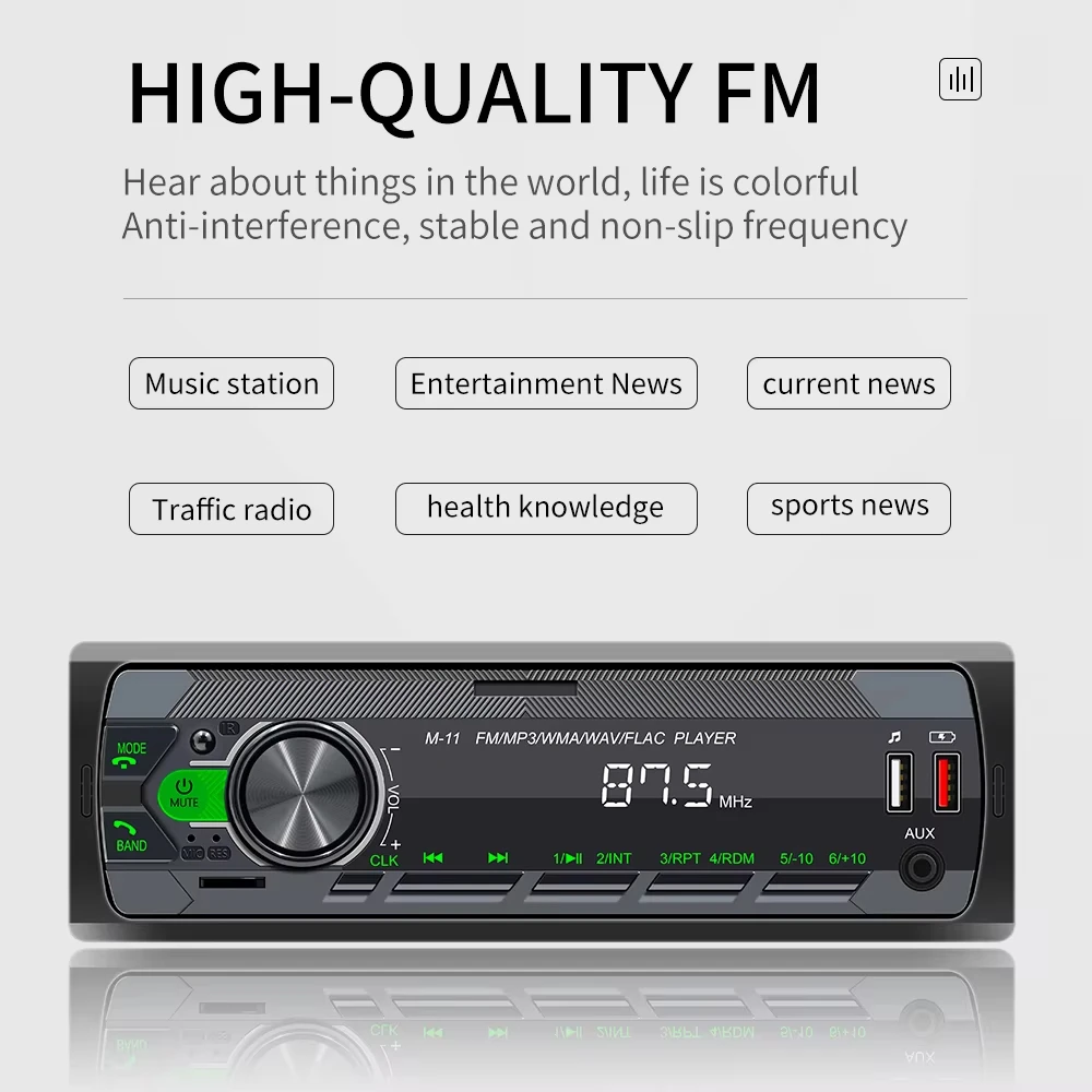 Podofo راديو صوت السيارة 1 Din MP3 ستيريو السيارة بلوتوث FM AUX في USB أزرار ملونة APP التحكم عن بعد سيارة مشغل وسائط متعددة