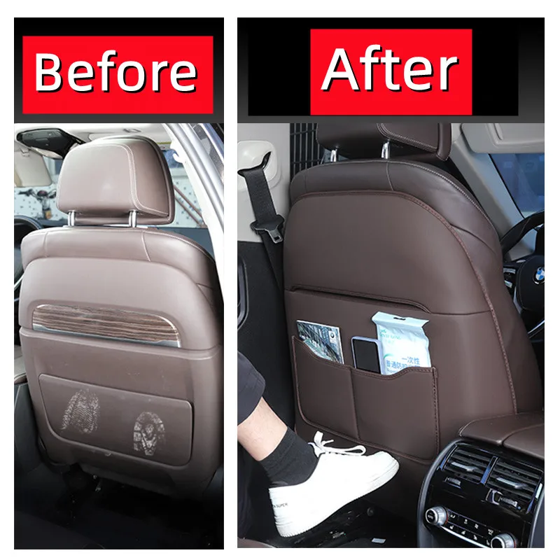 For BMW Seat Back Anti-kick Pad Upgrad Full Surround Leather Anti Dirty Mat Rear Row 3 / 5 Series X1 X3 X4 Wear-proof Protector