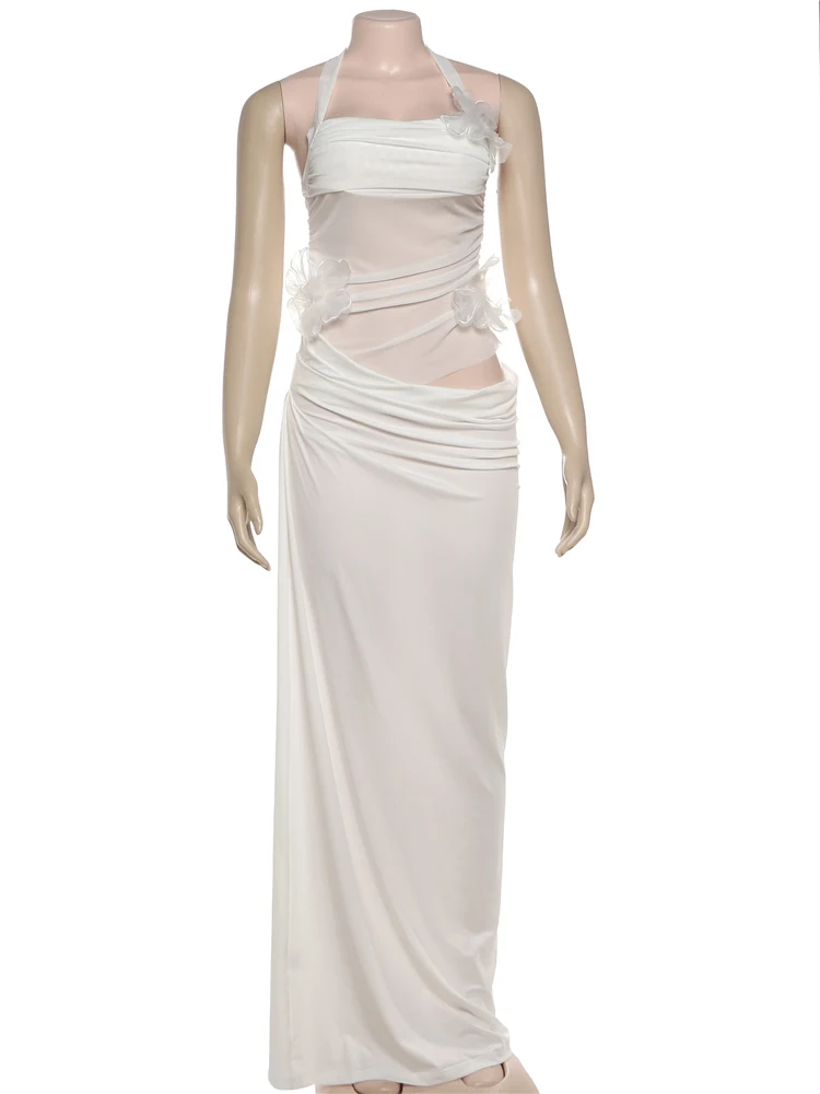 فستان شبكي مكشكش مزين ثلاثي الأبعاد من Sisterlinda فستان نسائي مثير بدون ظهر بدون أكمام موضة عطلة حفلة فساتين مرنة #6