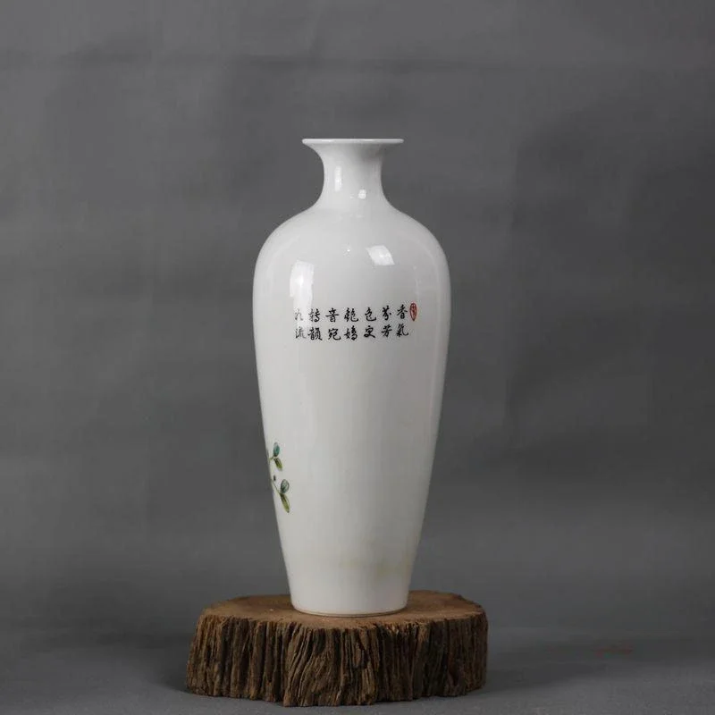 Jingdezhen Famille Rose Hand painted Antique Flower and Bird Vase Year Mark Qianlong of Qing Dynasty Elegant Artistic Decor