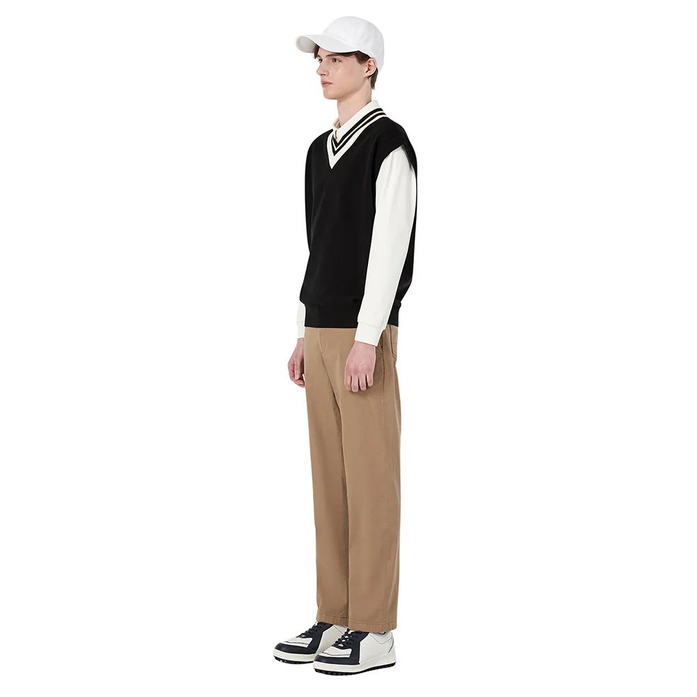 “Men’s Trendy Letter Golf Wear! New Knitted Vest, V-neck, High Elasticity, Versatile, Perfect for Daily Sports!”