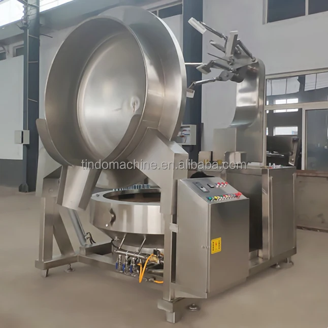 100L 300L 500L Automatic Cooking Machine With Mixer Gas Heating Food Cook Mixer Kettle For Curry Paste Chili Sauce