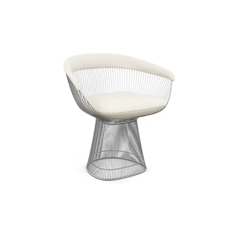 Nordic home furniture 122 striped stainless steel frame fabric cushion leisure chair, suitable for living rooms, hotels, villas