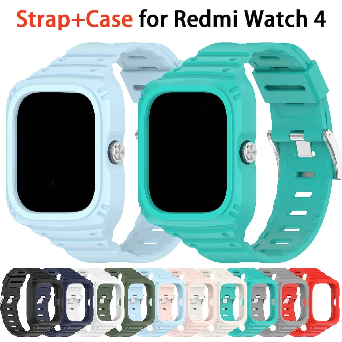 Silicone Case+Strap for Redmi Watch 4 Smartwatch Replacement Sport Wristband Bracelet Belt for Xiaomi Redmi Watch4