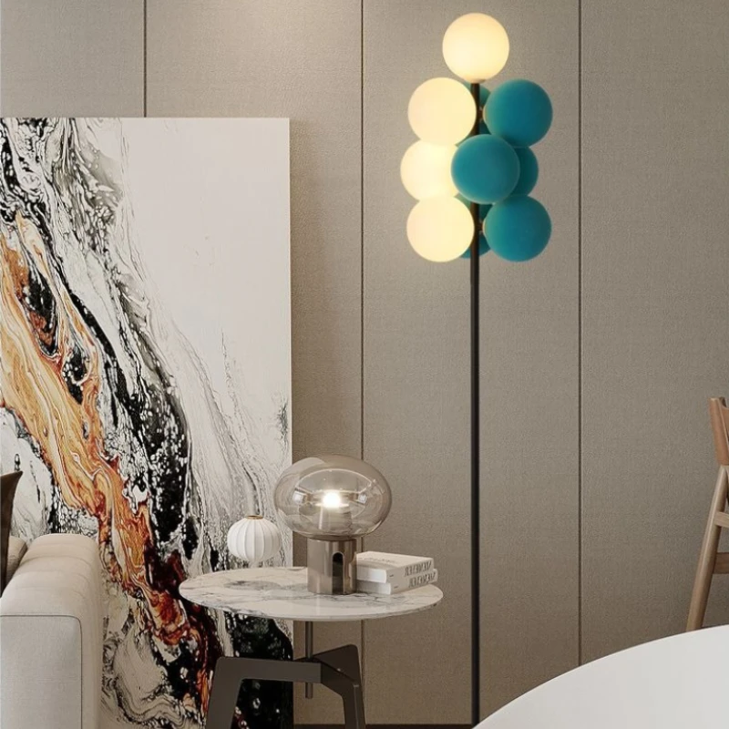 المعاصرة الإبداعية العنب كرة زجاجية مصباح أرضي لغرفة المعيشة غرفة نوم السرير دراسة Atmoshere قاعدة معدنية LED أضواء قائمة #5