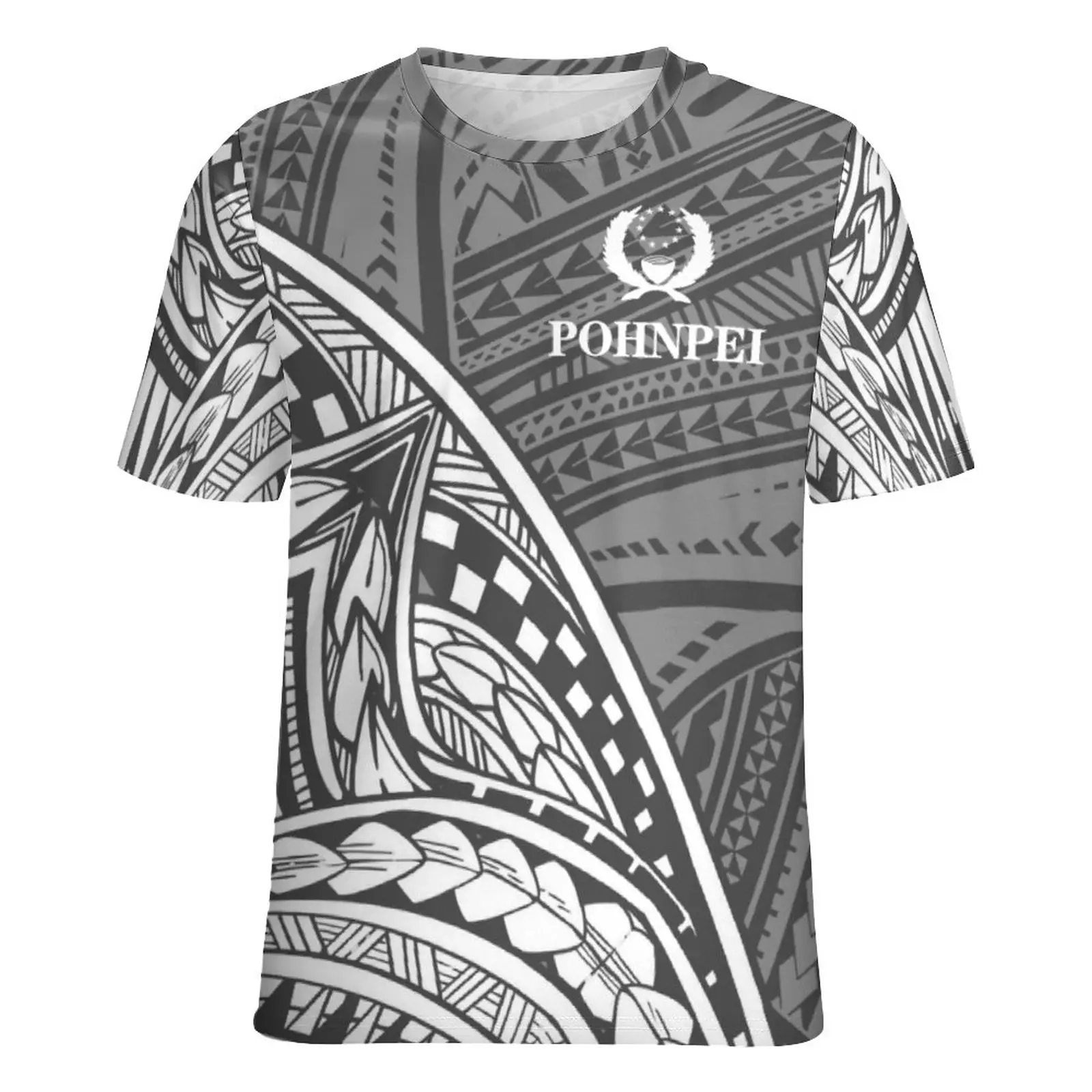 Hibiscus HD print Custom Design Polynesian Traditional Tribal Pattern Polyester T Shirt Short Sleeve Comfortable Wholesale Men