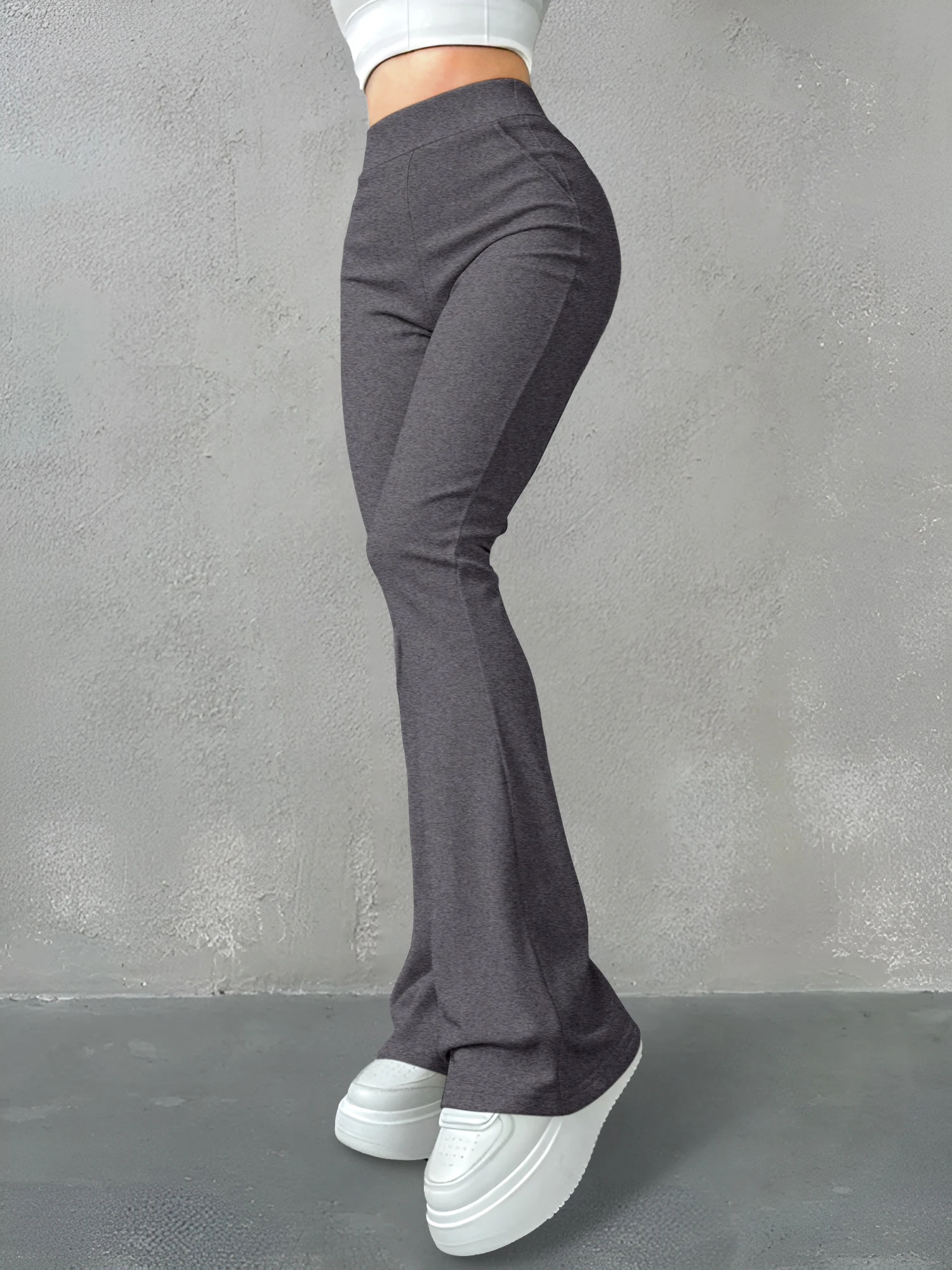 Women Workout Flare Yoga Trousers High Waist Tummy Control With Pockets Soft Bell Bottom Casual Sport Long Pants