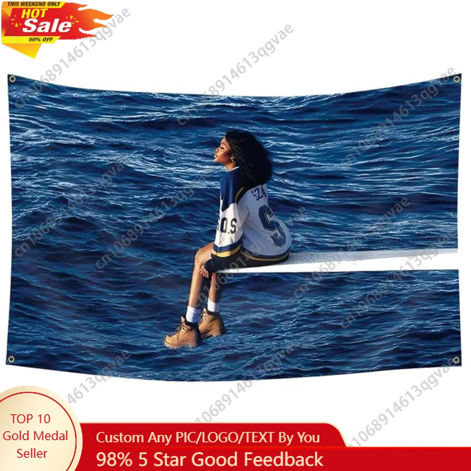 

SOS Album Cover Flag Funny Poster Tapestry for Wall Hanging College Dorm Men Cave Decoration Banner Grommets Custom Decoration