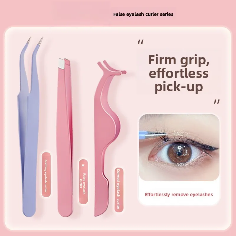 

Slanted Eyelash Extension Tweezers, False Eyelash Applicator with Round Tip, Golden Feather Grip Lash Tool for Precision Work