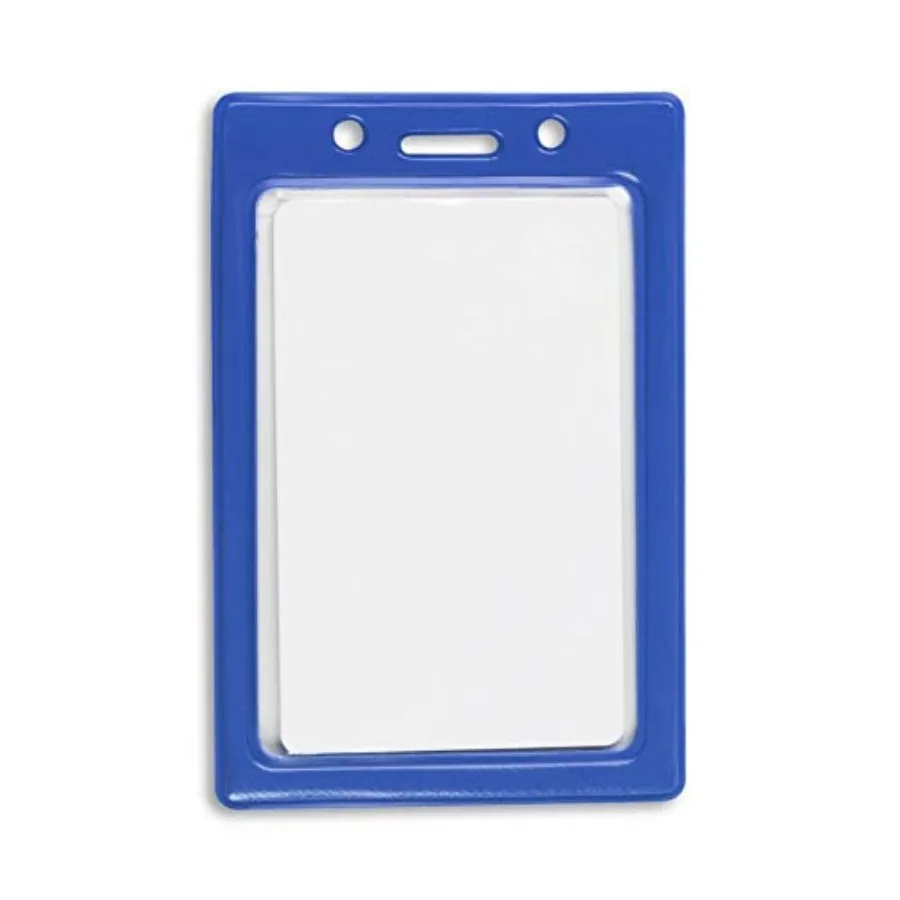 

Vertical Color Frame Badge Holder Pre-Punched Credit Card Size ID Card Holder Use with Lanyards Chains or Badge Clips - Royal 5