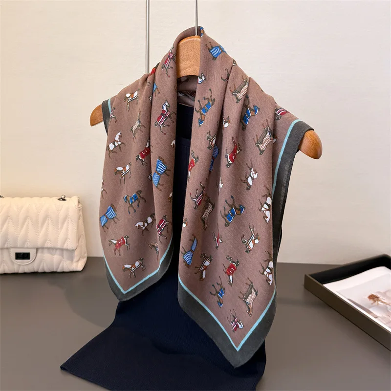 

Повязки для волос с принтом лошади, квадратный шарф, женский хлопковый льняной бандана, платок на шею, повязки на голову, платок, женские шарфы