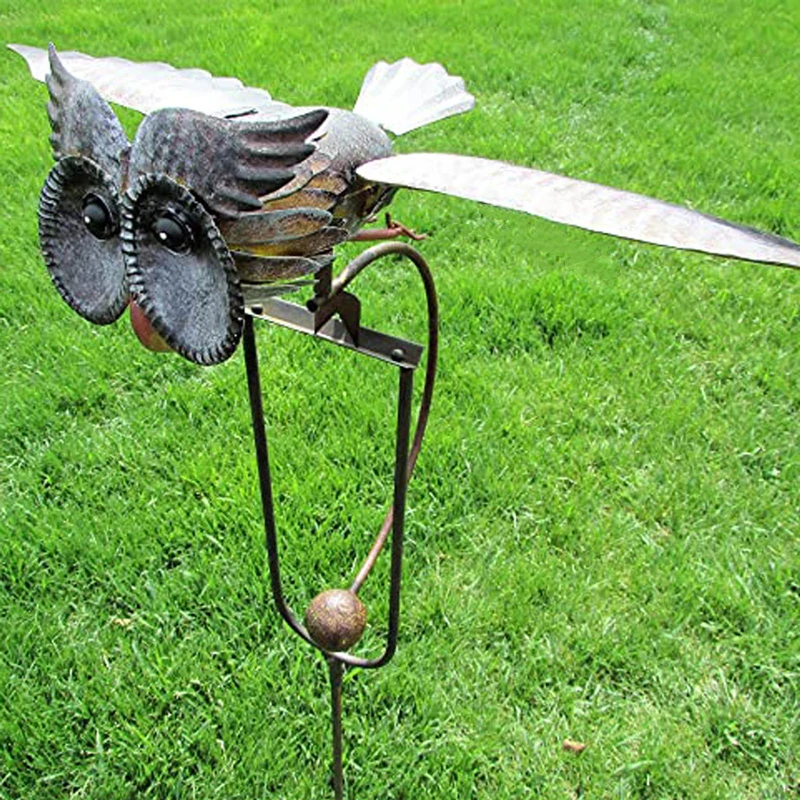 Imagem -05 - Metal Owl Wind Spinner Outdoor 3d Owl Metal Windmill Quintal Wind Catchers Quintal Pátio Jardim Decoração