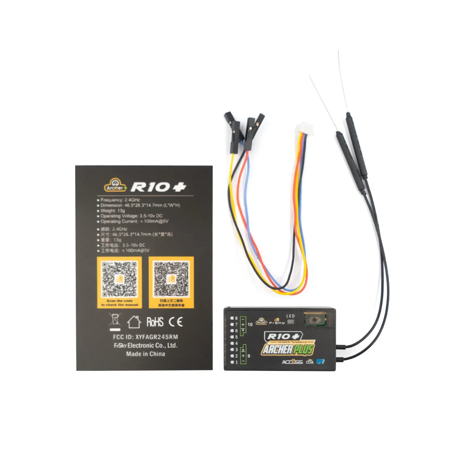 Frsky ARCHER PLUS R10+ Receiver RX Support Access / ACCST D16 10CH PWM SBUS FBUS S.port For X20 X20S X18 X18S X9D X7