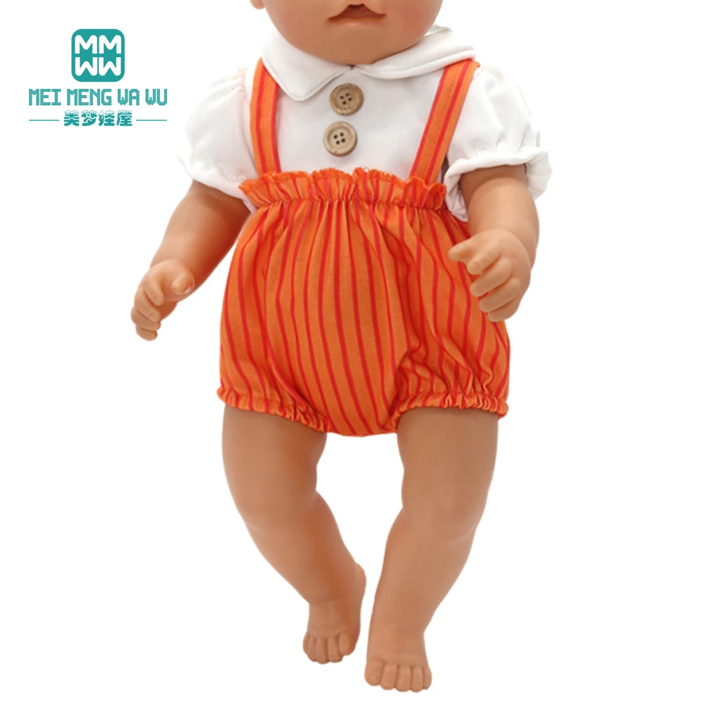 Clothes for doll fit 43cm baby toy new born doll and American doll Pink sweater + jeans princess dress