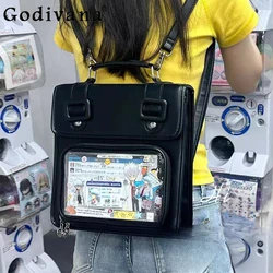 Sweet Cute Campus Transparent Itabag Fashionable Black Backpack Schoolbag Commute Shoulder Women's Bag