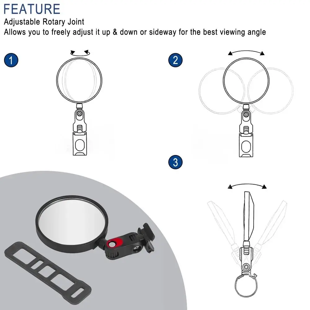 360° Adjustable Scooter Rear View Mirror Universal Wide-Angle Handlebar Mirror for Ninebot MAX G3 G2