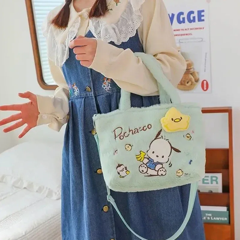 Sanrios Girl Quadratic Element Packageoutdoor Leisure Crossbody Bag Kawaii Kuromi Cinnamoroll Cartoon Cute Shoulder Bag Handbag