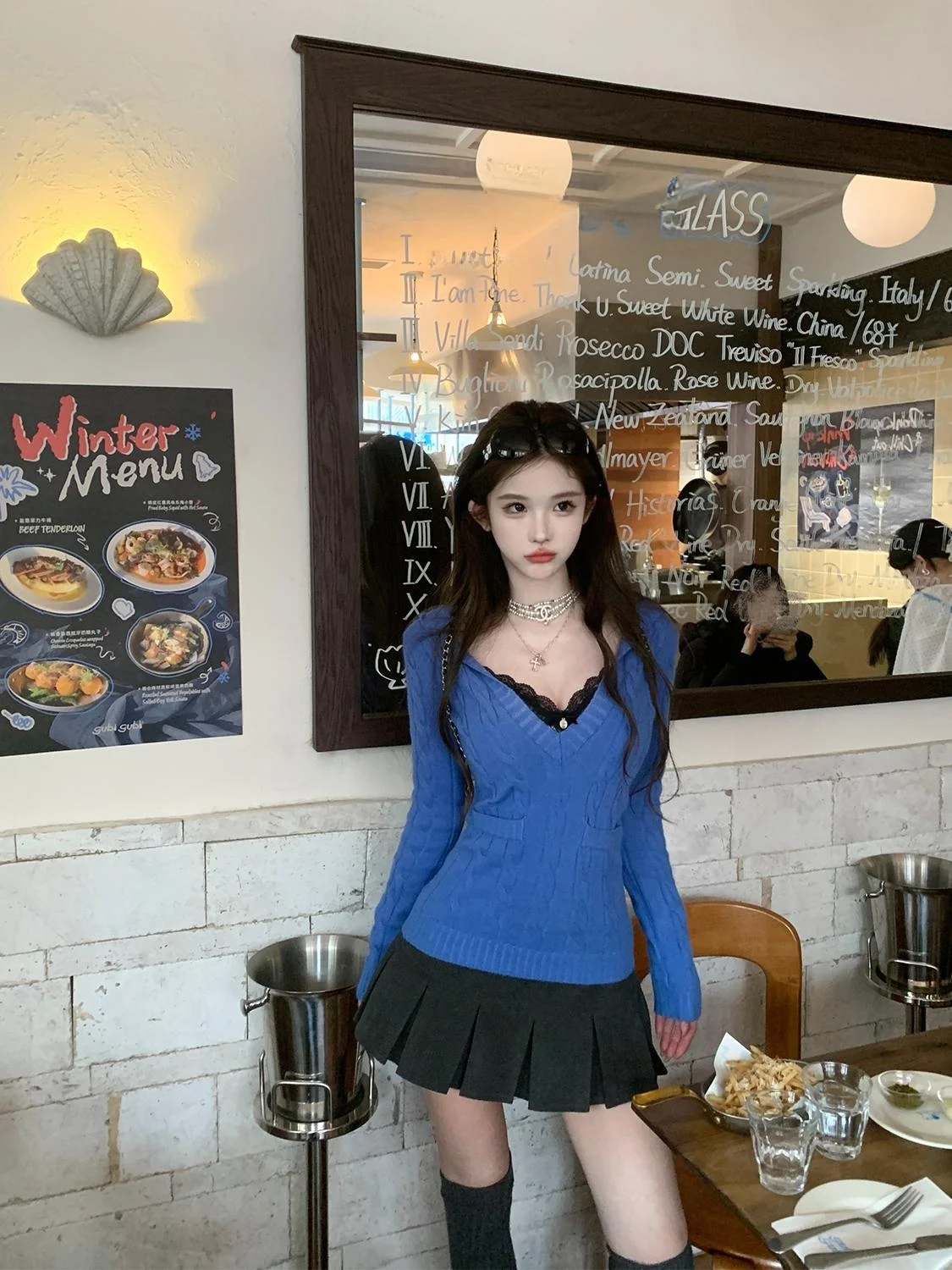 

Женский свитер JMOP Heareat Daily News Office с капюшоном и кружевной отделкой, весна 2025, трикотаж из акрила и хлопка