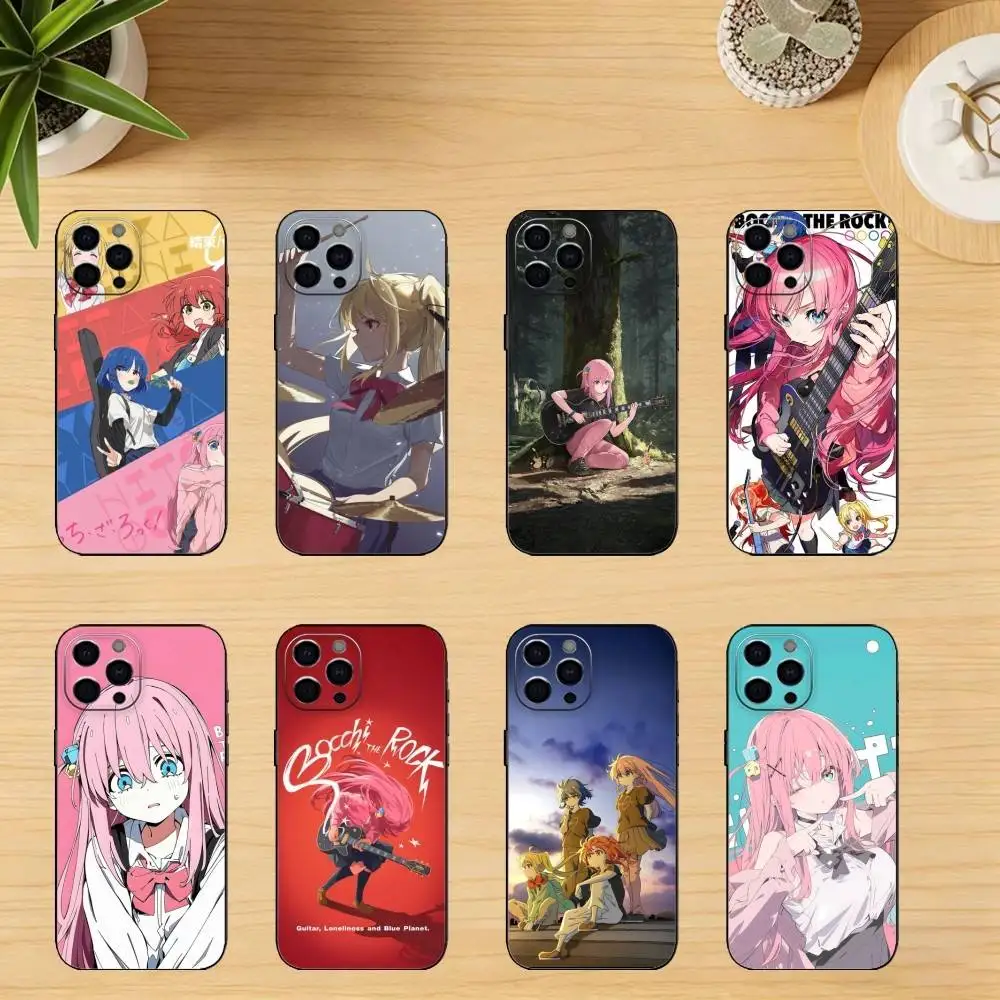 البوب أنيمي بوتشي ذا روك! جراب هاتف سيليكون أسود ناعم لهاتف آيفون 17,16,15,14,13,12,11,XS,Plus Pro Max #1
