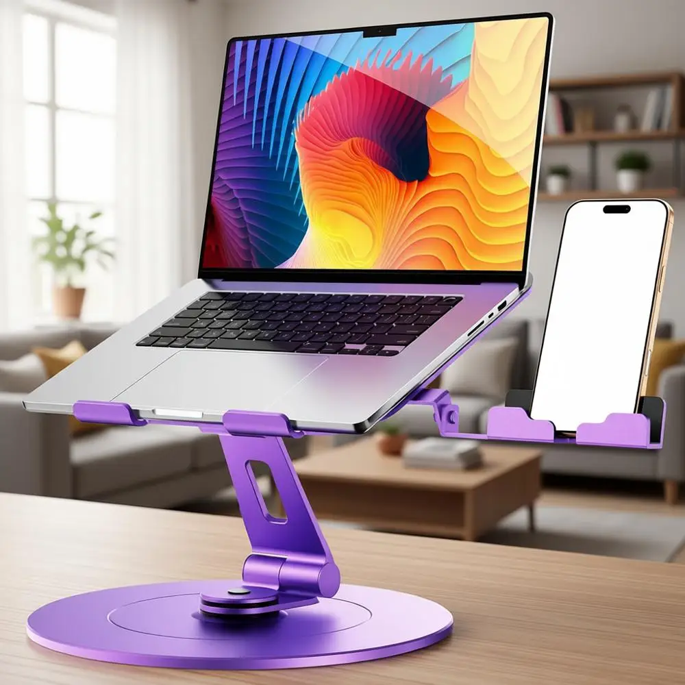 

Adjustable Ergonomic Laptop Stand with Phone Holder, Fits 17.3 Notebooks