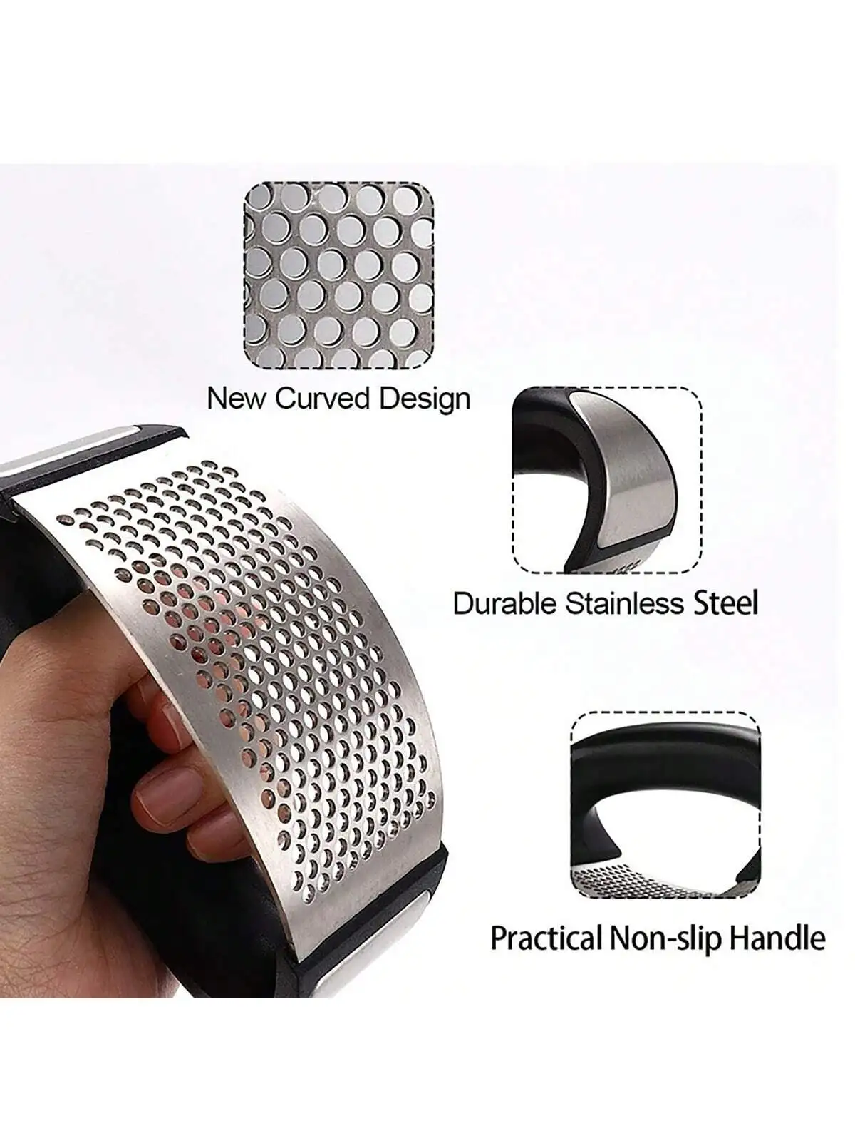 스테인레스 스틸 마늘 프레스 및 필러 - 신선한 마늘 페이스트 및 다진 마늘 주방 도구를 위한 사용하기 쉬운 수동 마늘 분쇄기