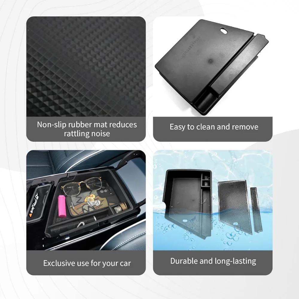 Car Accessories Center Console Tray Armrest Storage Box Divider ABS Black Functional Car Tray For Cadillac Lyriq 2023-2025