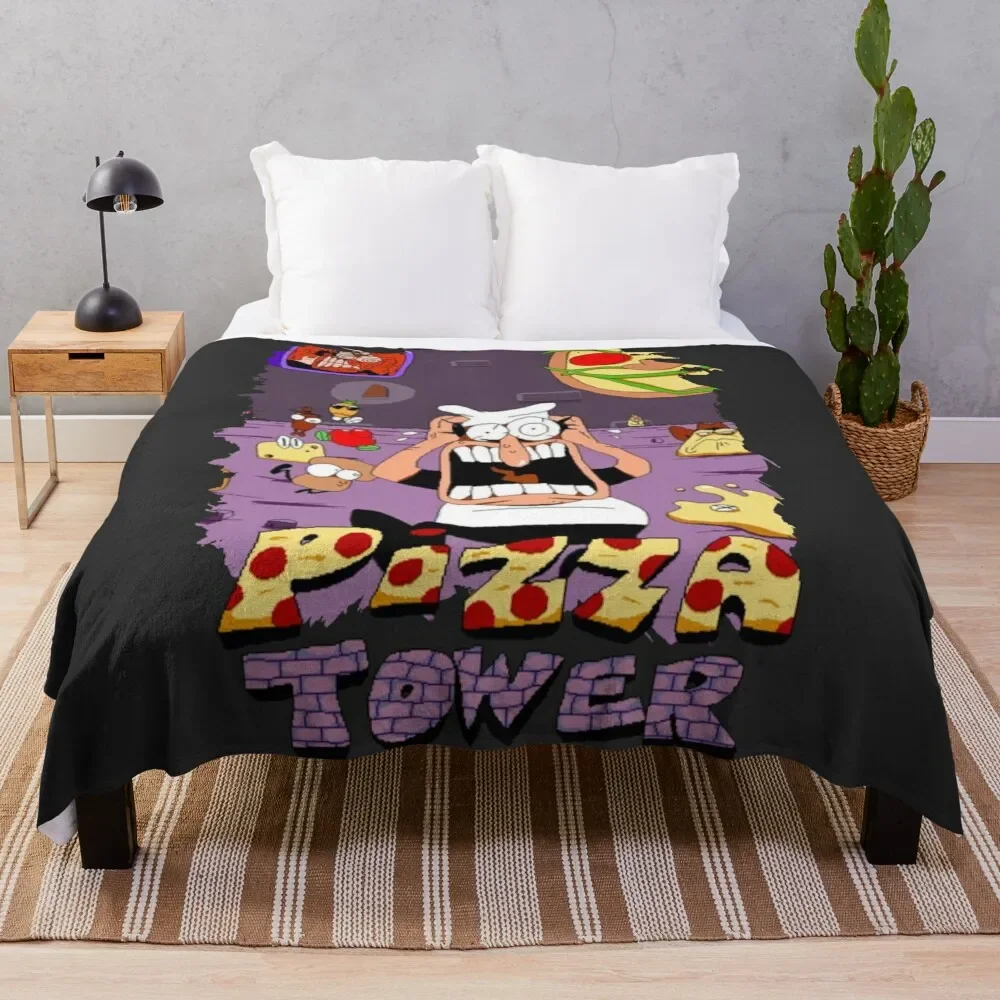 

PIZZA TOWER Throw Blanket Flannels Custom Vintage Bed Fashionable Fluffys Large Blankets