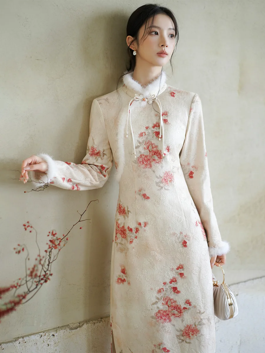 

Ele Long Dr for Women in Chinese National Sle Wedding Dr with Lace Embroidery Print Texture Sensation