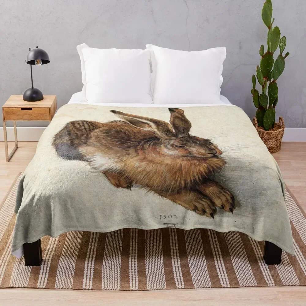 

RABBIT - YOUNG HARE Antique Animal Drawings Throw Blanket Warm Cozy Throw Blanket for Living Room Couch
