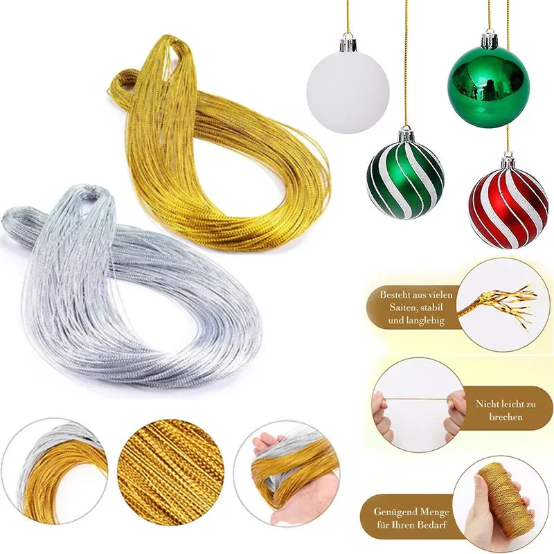 100Meter Glitter Gold Silver Thread Gold Silver Wire Beading Cord Rope String DIY Craft Cord Gift Tags Cord Hanging Tags Rope