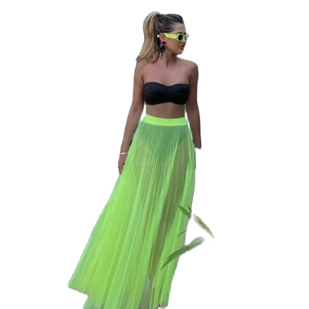 HOBBY See Through A-line Ankle Length Green Tulle Skirt Custom Made Long Party Skirts Ever Pretty Folds Woman Clothes Pretty — zdjęcie 2