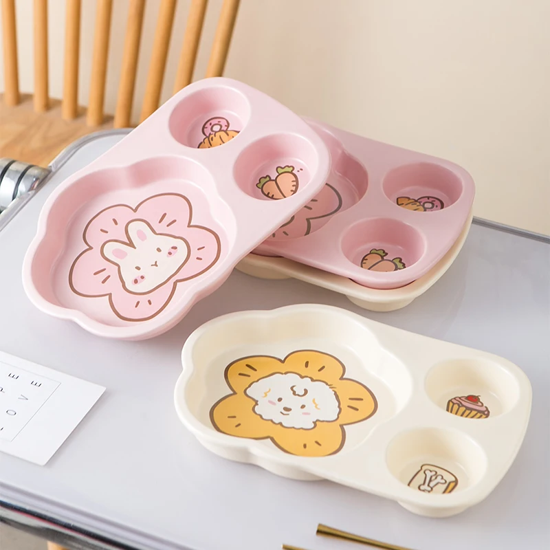 Advanced Kindergarten Girl Baby Ceramic Dining Plate Children's Split Fast Food Plate 211 Fat Reducing and Fatty Adults Only