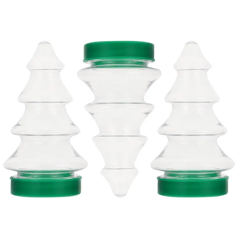 3pcs Christmas Tree Candy Bottle Biscuit Storage Bottle Xmas Tree Shape Wrapping Bottle Juice Milk Tea Jar Food StorageContainer