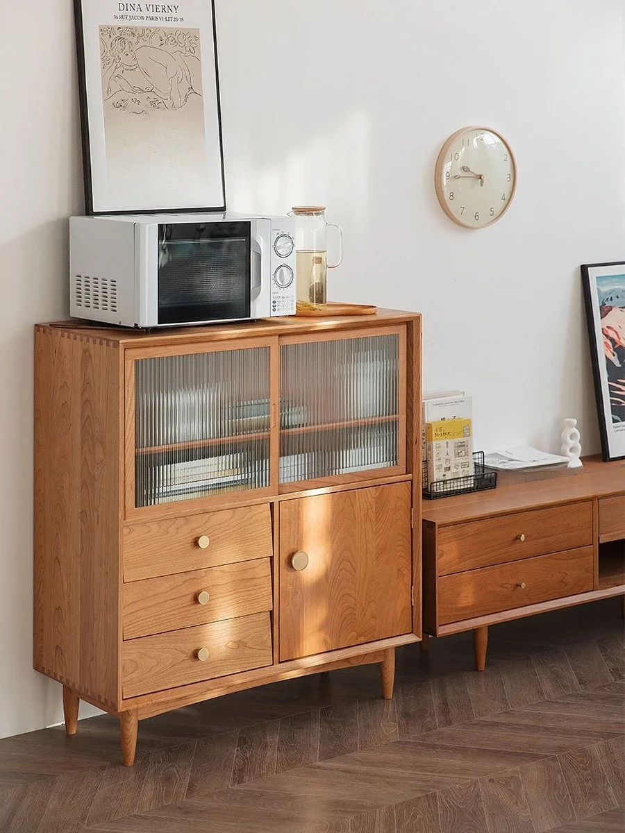 Solid wood dining side cabinet, chest of drawers, cherry wood dining room furniture cupboard