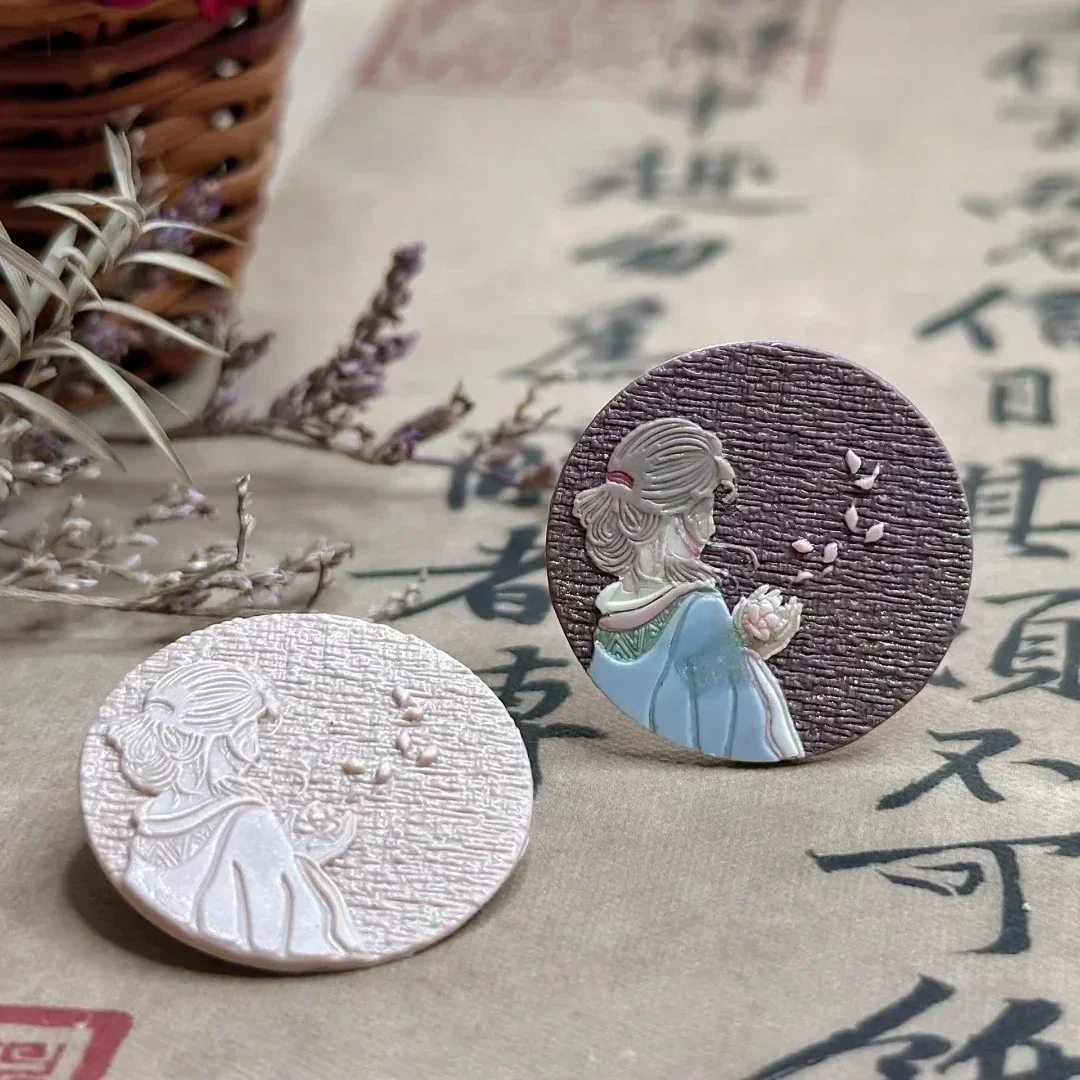 Brandwerende Retro Hanfu Speciaal-Vormig Reliëf Meerlaags Fijn Gesneden Koperen Kop Handgemaakt Diy Envelop Zegel Stempel Stempel Speelgoed