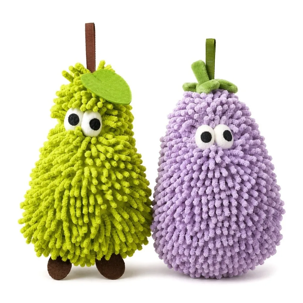 Cartoon Hanging Eggplant Hand Towel Thickened Strong Water Absorption Pear Hand Towel Eco-Friendly Soft Hand-Wiping Towel